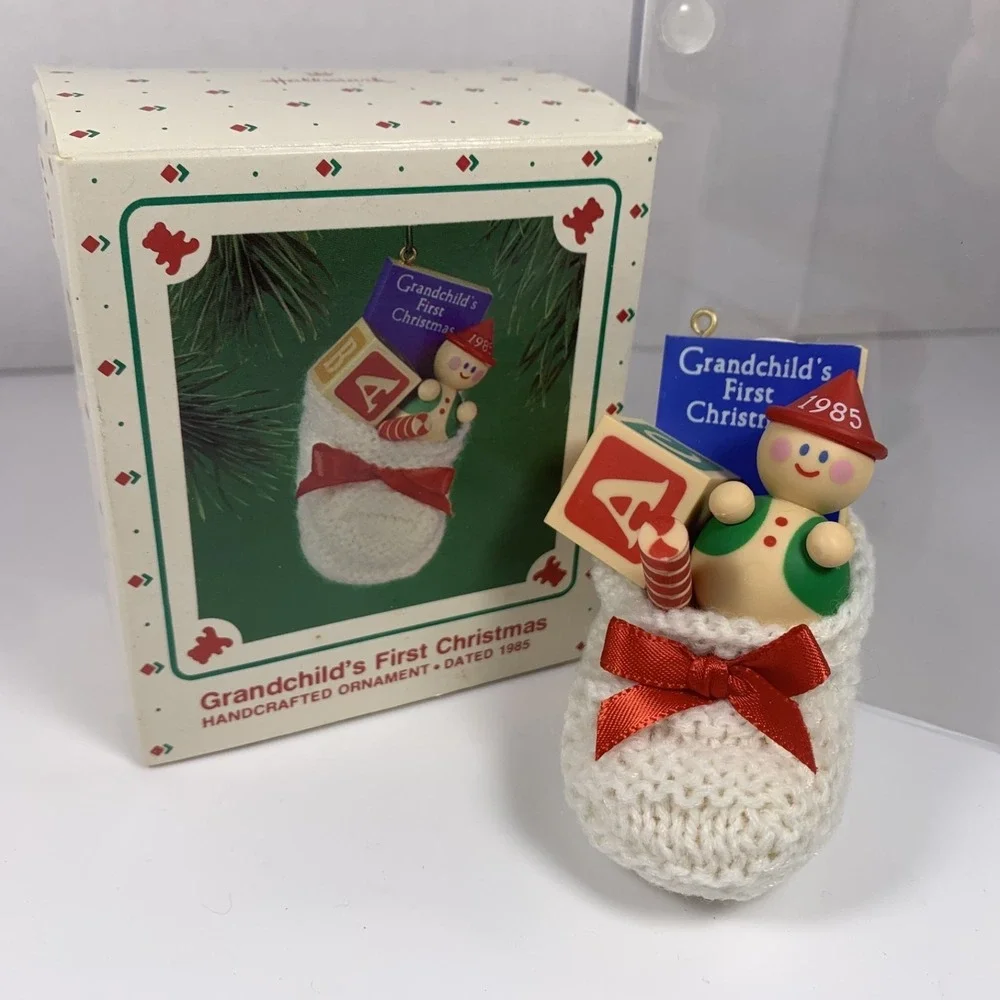 Hallmark 1985 Vintage Grandchild's First Christmas Bootie‎ Ornament